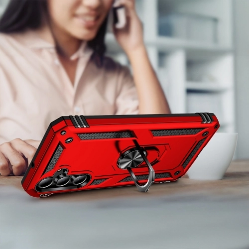 Samsung Galaxy A16 Kılıf Silikon Zırhlı Standlı Yüzüklü Mıknatıslı Tank Kapak - Siyah