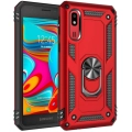 Samsung Galaxy A2 Core Kılıf Silikon Zırhlı Standlı Yüzüklü Mıknatıslı Tank Kapak - Kırmızı