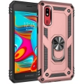 Samsung Galaxy A2 Core Kılıf Silikon Zırhlı Standlı Yüzüklü Mıknatıslı Tank Kapak - Rose Gold