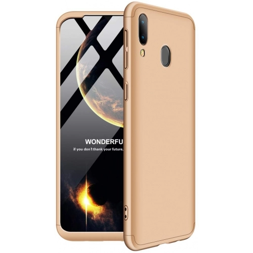 Samsung Galaxy A20 Kılıf 3 Parçalı 360 Tam Korumalı Rubber AYS Kapak - Gold