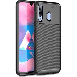 Samsung Galaxy A20s Kılıf Silikon Parmak İzi Bırakmayan Karbon Soft Negro Kapak - Siyah