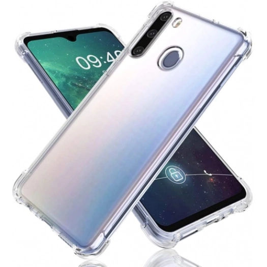 Samsung Galaxy A21 Kılıf Silikon Köşe Korumalı Airbag Darbe Emici Kapak - Şeffaf