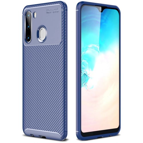 Samsung Galaxy A21 Kılıf Silikon Parmak İzi Bırakmayan Karbon Soft Negro Kapak - Lacivert