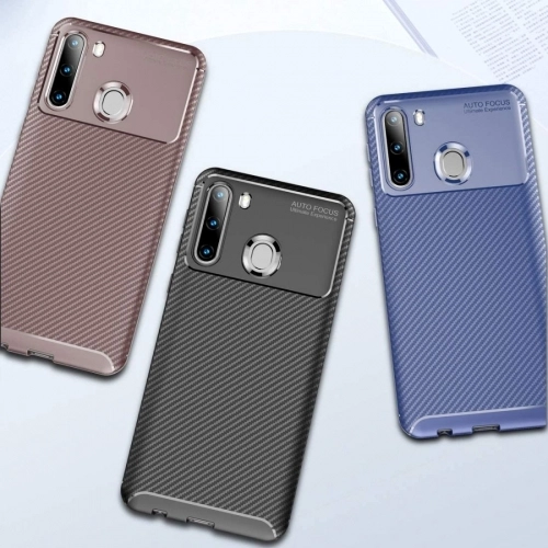 Samsung Galaxy A21 Kılıf Silikon Parmak İzi Bırakmayan Karbon Soft Negro Kapak - Siyah