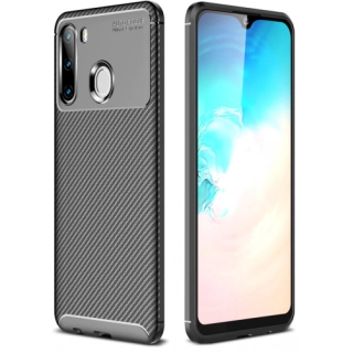 Samsung Galaxy A21 Kılıf Silikon Parmak İzi Bırakmayan Karbon Soft Negro Kapak - Siyah