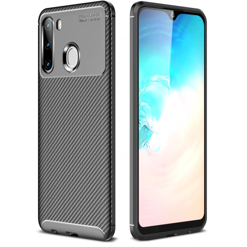 Samsung Galaxy A21 Kılıf Silikon Parmak İzi Bırakmayan Karbon Soft Negro Kapak - Siyah