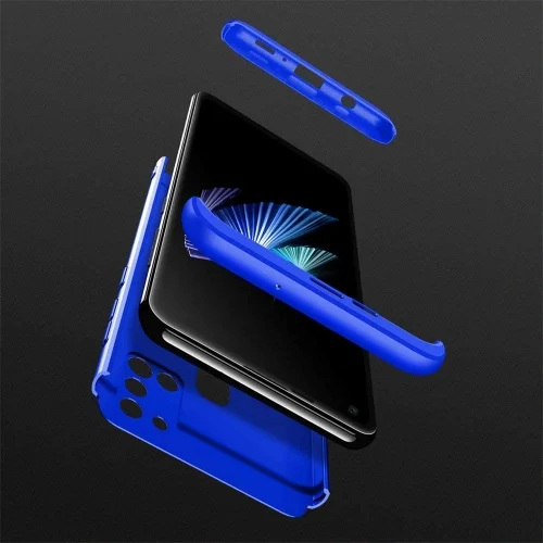 Samsung Galaxy A21s Kılıf 3 Parçalı 360 Tam Korumalı Rubber AYS Kapak - Mavi