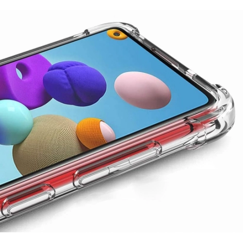 Samsung Galaxy A21s Kılıf Silikon Köşe Korumalı Airbag Darbe Emici Kapak - Şeffaf