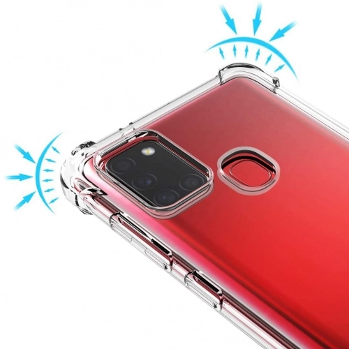Samsung Galaxy A21s Kılıf Silikon Köşe Korumalı Airbag Darbe Emici Kapak - Şeffaf