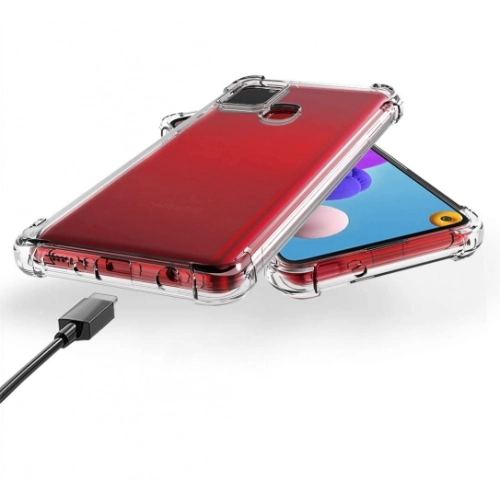 Samsung Galaxy A21s Kılıf Silikon Köşe Korumalı Airbag Darbe Emici Kapak - Şeffaf