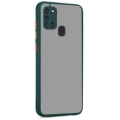 Samsung Galaxy A21s Kılıf Kamera Korumalı Arkası Şeffaf Mat Silikon Kapak - Yeşil