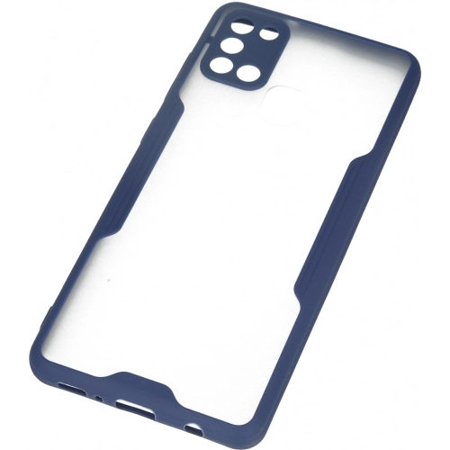 Samsung Galaxy A21s Kılıf Renkli Silikon Kamera Lens Korumalı Şeffaf Parfe Kapak - Lacivert