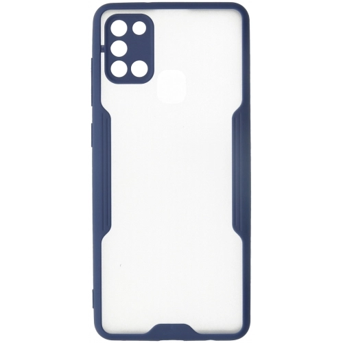Samsung Galaxy A21s Kılıf Renkli Silikon Kamera Lens Korumalı Şeffaf Parfe Kapak - Lacivert