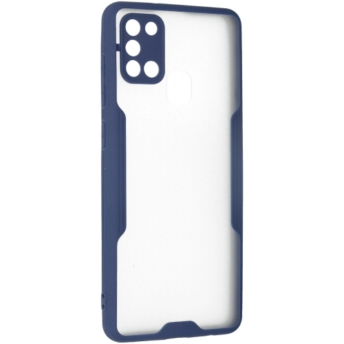 Samsung Galaxy A21s Kılıf Renkli Silikon Kamera Lens Korumalı Şeffaf Parfe Kapak - Lacivert