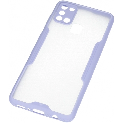 Samsung Galaxy A21s Kılıf Renkli Silikon Kamera Lens Korumalı Şeffaf Parfe Kapak - Lila