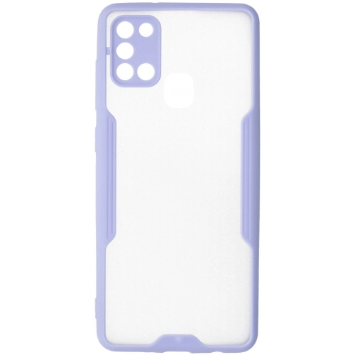 Samsung Galaxy A21s Kılıf Renkli Silikon Kamera Lens Korumalı Şeffaf Parfe Kapak - Lila