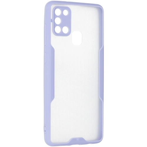 Samsung Galaxy A21s Kılıf Renkli Silikon Kamera Lens Korumalı Şeffaf Parfe Kapak - Lila