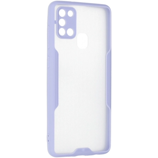 Samsung Galaxy A21s Kılıf Renkli Silikon Kamera Lens Korumalı Şeffaf Parfe Kapak - Lila