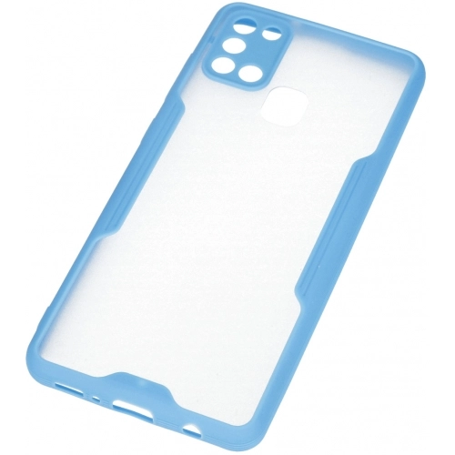 Samsung Galaxy A21s Kılıf Renkli Silikon Kamera Lens Korumalı Şeffaf Parfe Kapak - Mavi