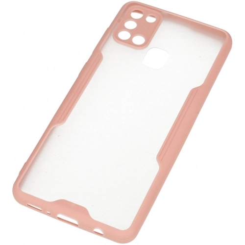 Samsung Galaxy A21s Kılıf Renkli Silikon Kamera Lens Korumalı Şeffaf Parfe Kapak - Pembe