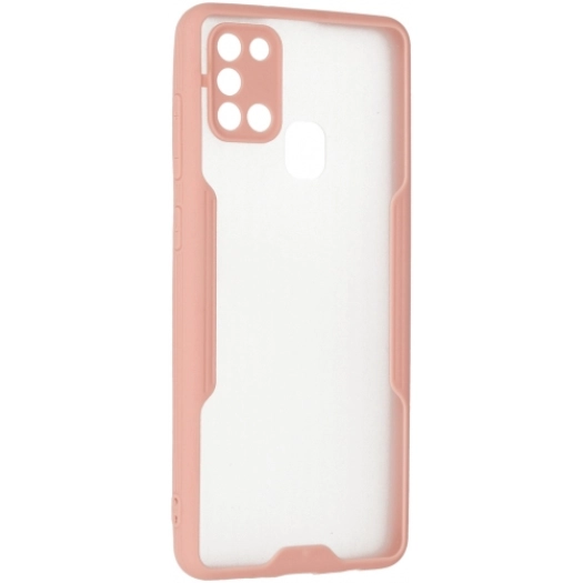 Samsung Galaxy A21s Kılıf Renkli Silikon Kamera Lens Korumalı Şeffaf Parfe Kapak - Pembe