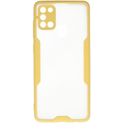 Samsung Galaxy A21s Kılıf Renkli Silikon Kamera Lens Korumalı Şeffaf Parfe Kapak - Sarı