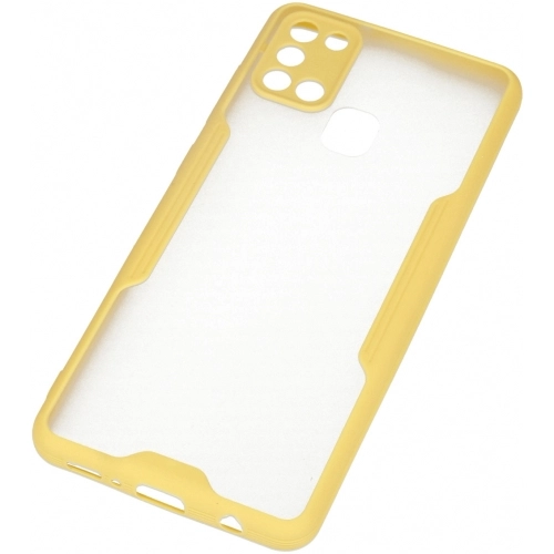 Samsung Galaxy A21s Kılıf Renkli Silikon Kamera Lens Korumalı Şeffaf Parfe Kapak - Sarı