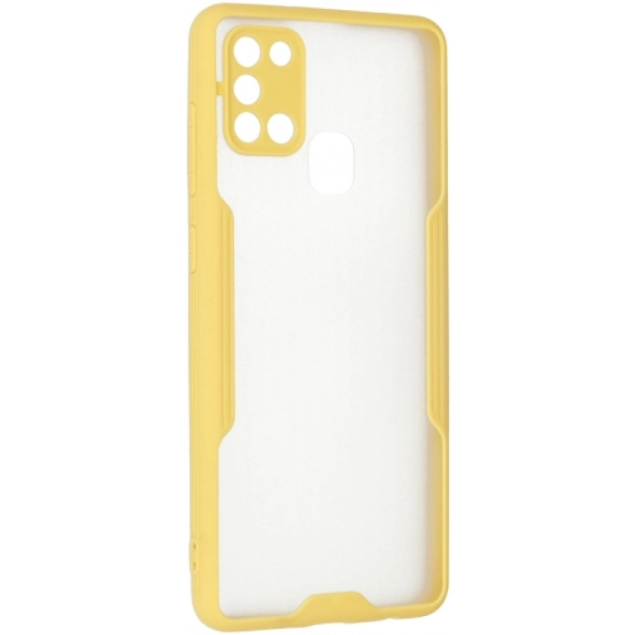 Samsung Galaxy A21s Kılıf Renkli Silikon Kamera Lens Korumalı Şeffaf Parfe Kapak - Sarı