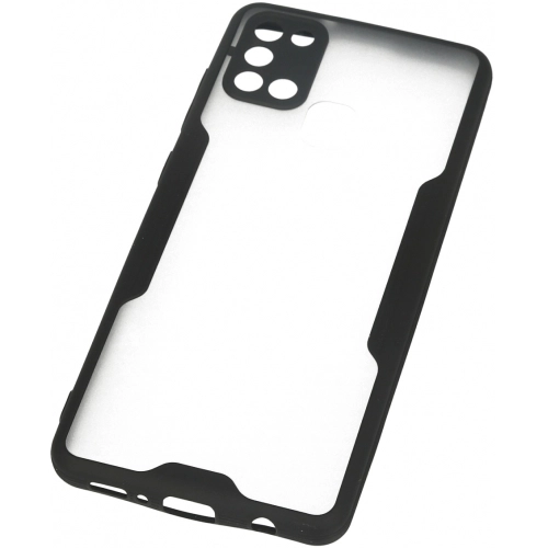 Samsung Galaxy A21s Kılıf Renkli Silikon Kamera Lens Korumalı Şeffaf Parfe Kapak - Siyah