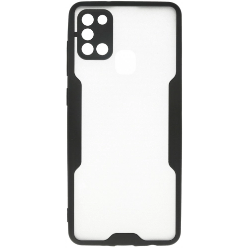 Samsung Galaxy A21s Kılıf Renkli Silikon Kamera Lens Korumalı Şeffaf Parfe Kapak - Siyah