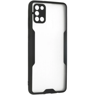 Samsung Galaxy A21s Kılıf Renkli Silikon Kamera Lens Korumalı Şeffaf Parfe Kapak - Siyah