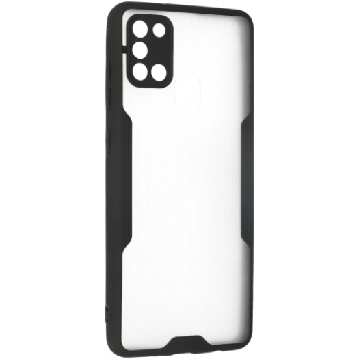 Samsung Galaxy A21s Kılıf Renkli Silikon Kamera Lens Korumalı Şeffaf Parfe Kapak - Siyah