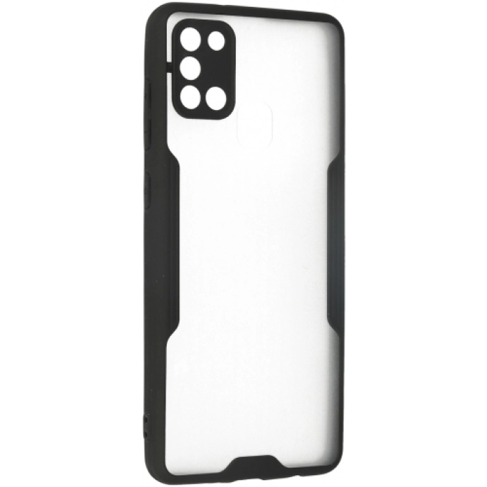 Samsung Galaxy A21s Kılıf Renkli Silikon Kamera Lens Korumalı Şeffaf Parfe Kapak - Siyah