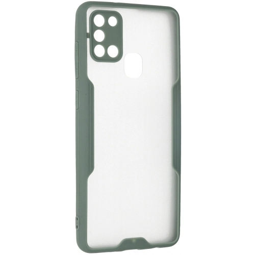 Samsung Galaxy A21s Kılıf Renkli Silikon Kamera Lens Korumalı Şeffaf Parfe Kapak - Yeşil