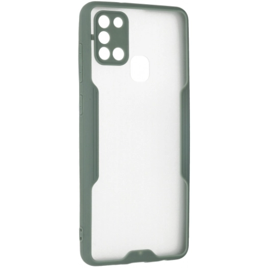 Samsung Galaxy A21s Kılıf Renkli Silikon Kamera Lens Korumalı Şeffaf Parfe Kapak - Yeşil