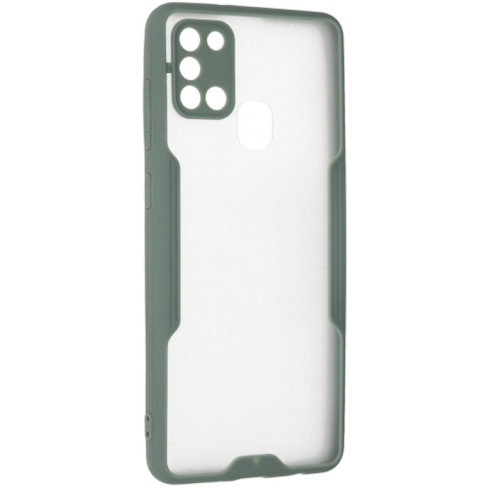 Samsung Galaxy A21s Kılıf Renkli Silikon Kamera Lens Korumalı Şeffaf Parfe Kapak - Yeşil