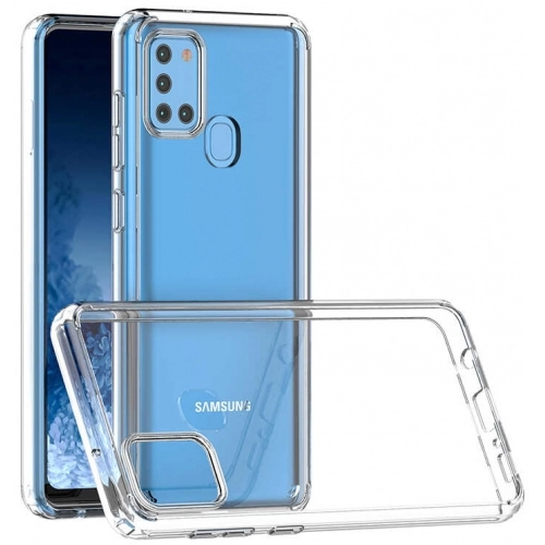 Samsung Galaxy A21s Kılıf Korumalı Kenarları Silikon Arkası Sert Coss Kapak - Şeffaf