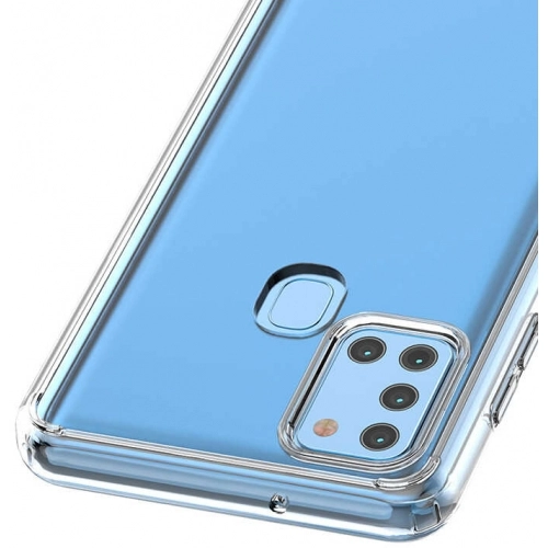 Samsung Galaxy A21s Kılıf Korumalı Kenarları Silikon Arkası Sert Coss Kapak - Şeffaf