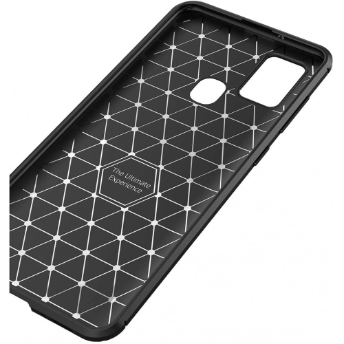 Samsung Galaxy A21s Kılıf Silikon Parmak İzi Bırakmayan Karbon Soft Negro Kapak - Kahve