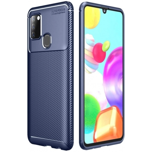 Samsung Galaxy A21s Kılıf Silikon Parmak İzi Bırakmayan Karbon Soft Negro Kapak - Lacivert