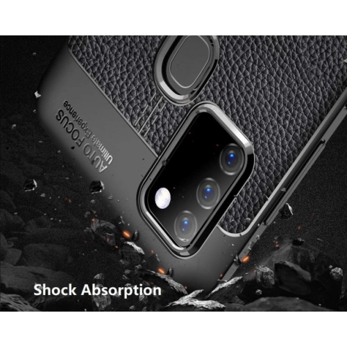 Samsung Galaxy A21s Kılıf Deri Görünümlü Lüks Parmak İzi Bırakmaz Niss Silikon Kapak - Siyah