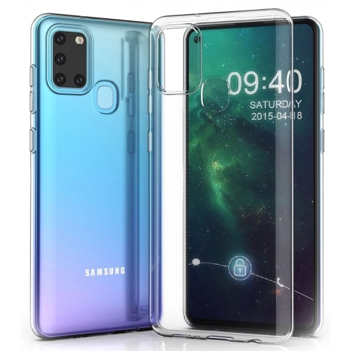 Samsung Galaxy A21s Kılıf Kamera Korumalı Esnek Silikon Kapak - Şeffaf