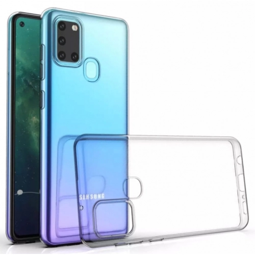 Samsung Galaxy A21s Kılıf Kamera Korumalı Esnek Silikon Kapak - Şeffaf