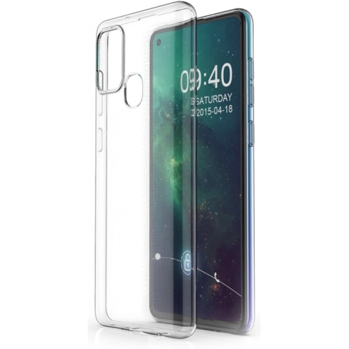 Samsung Galaxy A21s Kılıf Kamera Korumalı Esnek Silikon Kapak - Şeffaf