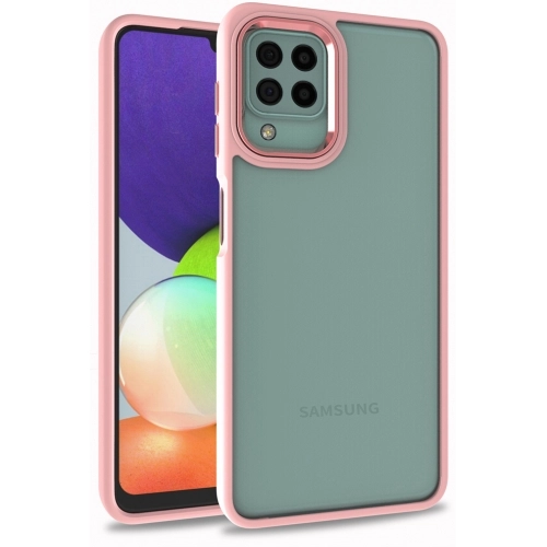 Samsung Galaxy A22 Kılıf Electro Silikon Renkli Flora Kapak - Rose Gold