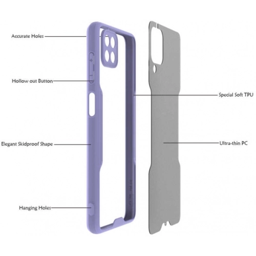 Samsung Galaxy A22 Kılıf Renkli Silikon Kamera Lens Korumalı Şeffaf Parfe Kapak - Lacivert