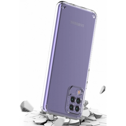Samsung Galaxy A22 Kılıf Korumalı Kenarları Silikon Arkası Sert Coss Kapak - Şeffaf