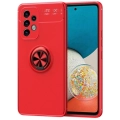 Samsung Galaxy A23 Kılıf Renkli Silikon Yüzüklü Standlı Auto Focus Ravel Kapak - Kırmızı