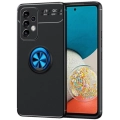 Samsung Galaxy A23 Kılıf Renkli Silikon Yüzüklü Standlı Auto Focus Ravel Kapak - Mavi - Siyah