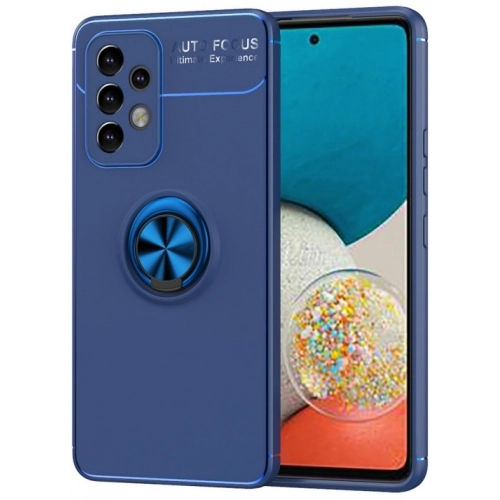 Samsung Galaxy A23 Kılıf Renkli Silikon Yüzüklü Standlı Auto Focus Ravel Kapak - Mavi